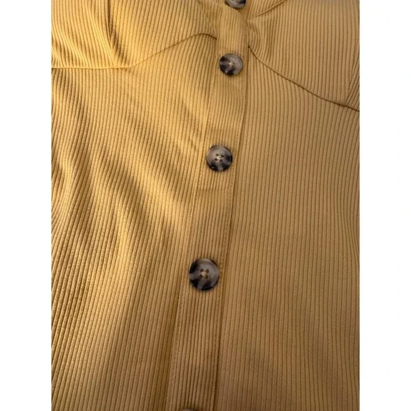 No Boundaries Button Front Mini Dress Juniors L 11-13 Yellow Excellent Ribbed - Picture 5 of 6